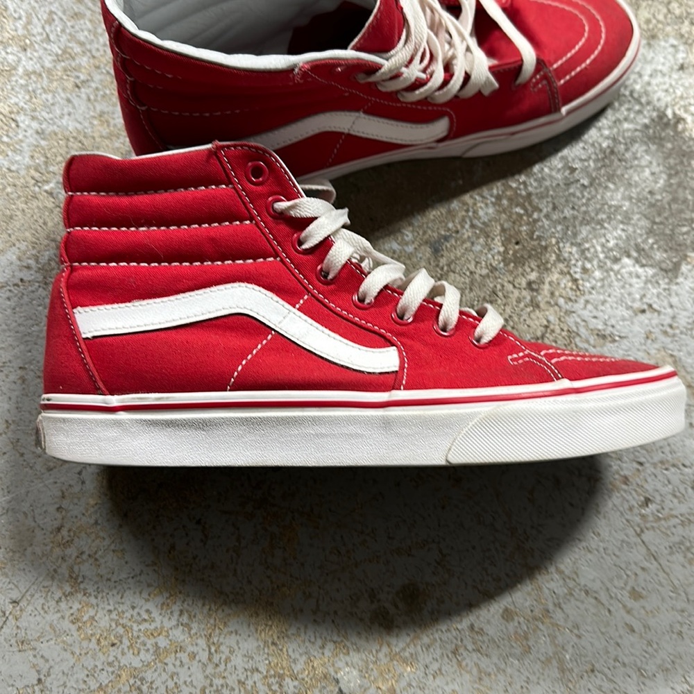 Red vans sk8-hi skate shoes